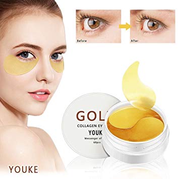 MUPATER New Crystal 24K Gold Collagen Eye Mask, Anti Aging, Anti Wrinkle, Puffy Eyes, Remove Bags & Dark Circles Under Eye-V-C, Y9