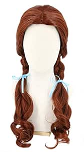 Women Wig Reddish Brown Long with Braids Cosplay Halloween Costume Wigs