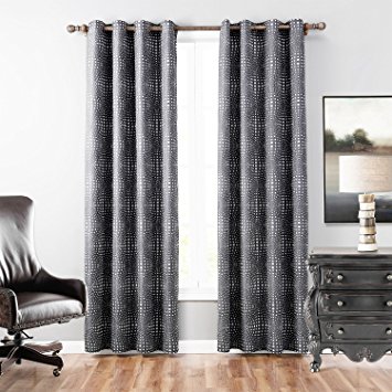 LOHASCASA Sound Barrier Curtains Blackout Insulated Window Curtains Short for Small Window for Living Room or Bedroom 1 Panels(63 Inch Length Black and White Dot)