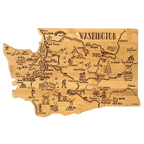 Totally Bamboo Washington State Destination Bamboo Serving and Cutting Board