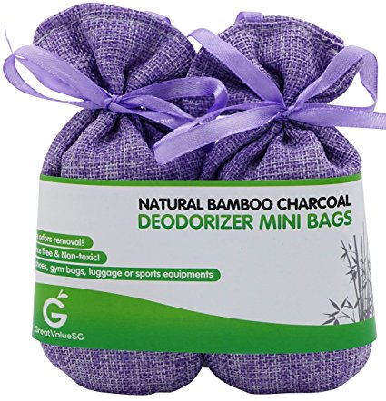 Buy More Save More Great Value SG Natural Bamboo Charcoal Deodorizer Mini Bags- Best Odor Eliminator & Moisture Absorber- Keep Air Dry & Fresh- Perfect for Shoe,Gym Bag,Drawer& Locker(Lavender Purple)