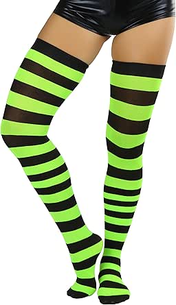 ToBeInStyle Women’s Vibrant Horizontal Wide Striped Thigh High Stockings