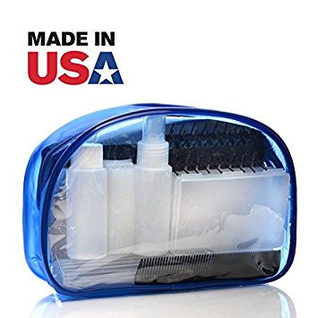 Travel Bottle Set, TSA Approved Toiletry Cosmetic Bag, Travel Kit with Plastic Leak Proof Empty Refillable Containers, Soab Box and Toothbrush Holder, Hair Brush And Nail accessories
