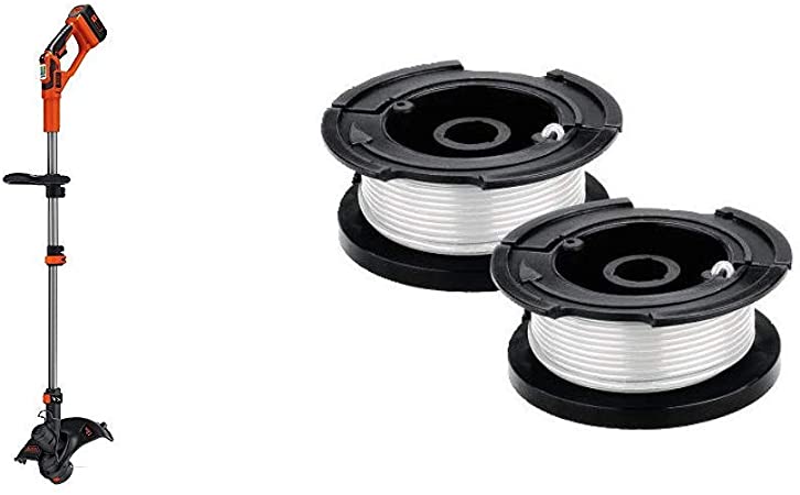 BLACK DECKER 40V MAX String Trimmer/Edger with Trimmer Line Replacement Spool, Autofeed 30 ft, 0.065-Inch, 2-Pack (LST136 & AF100-2)