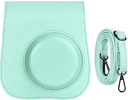 Katia Camera Case Bag Compatible for Fujifilm Instax Mini 11/9/ 8 / 8 Instant Film Camera with Shoulder Strap and Photo Accessories Pocket - Ice Blue