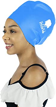 Happy Mane Large Extra Large XL Silicone Swim Cap for Braids and Dreadlocks - Dry Hair While Swimming and Long Hair, Extensions, and Curly Hair - Shower Cap for Women, Men, Kids