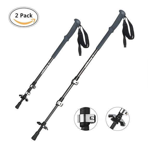 VOGEK Trekking poles, Telescope poles Walking stick Cane Lightweight and adjustable Trekking pole made of aluminum alloy with clamp 65cm- 140cm for traveling, camping, hiking, trekking