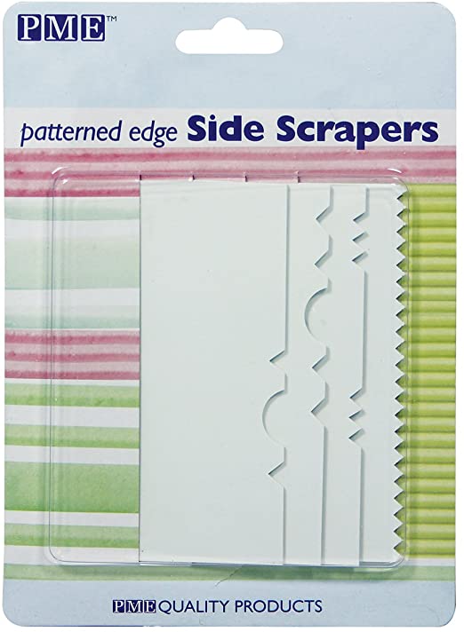 PME Patterned Edge Plastic Side Scraper Set, White, Standard