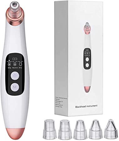 Blackhead Remover Pore Vacuum Electric Cleanser Face Pore Deep Cleansing Comedone Acne Extractor with 6 Pore Suction Heads USB Rechargeable for Facial Skin Care