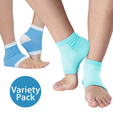 NatraCure Moisturizing Gel Heel Sleeves Combo Pack - Day & Night Dry Heel Relief - (1 Pair Vented & 1 Pair Non-Vented)