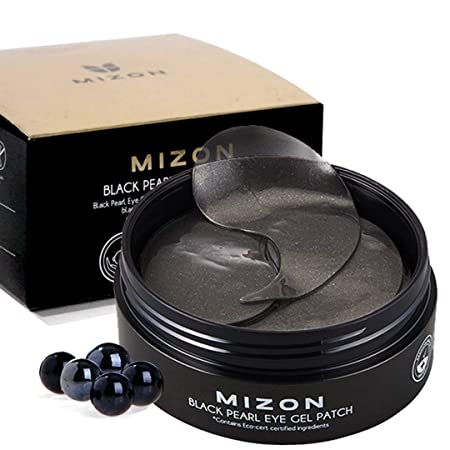 Mizon Black Pearl Eye Patches, Luxury Black Pearl & Diamond Extract, Under Eye Gel Patches for Dark Circles Under Eye Treatment, Under Eye Bags Treatment, Anti-Wrinkle and Brightening, Eye Mask (60ea)