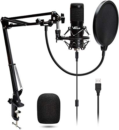USB Microphone Kit VG016 Condenser Recording Mic kit 192kHZ/24bit with Professional Sound Chipse for Podcast, Game, YouTube, Recording, PC Karaoke