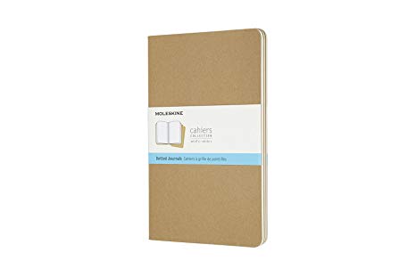 Moleskine Cahier Soft Cover Journal, Set of 3, Dotted, Large (5" x 8.25") Kraft Brown - for Use as Journal, Sketchbook, Composition Notebook