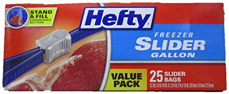 Hefty One Zip Freezer Bag Gallon Size, 25 Count