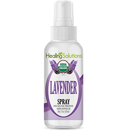 Organic Lavender Spray - Made from 100% Pure Lavender Essential Oil - Certified USDA Organic - 2oz Bottle by Healing Solutions