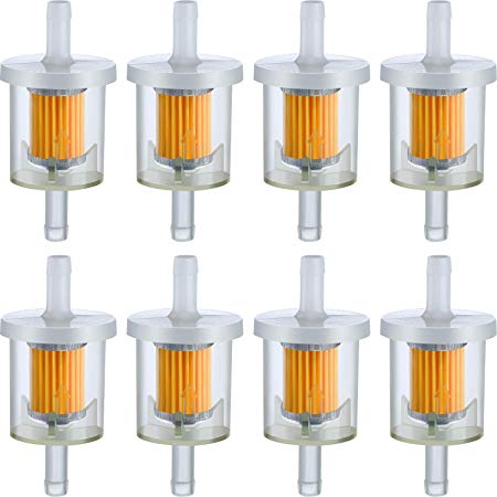 Mudder 8 Pieces Small Engine Fuel Filter 40 um Fuel Filter for 1/4 inch 5/16 Inch Fuel Lines Replacement Compatible with Briggs Stratton 691035 493629 Kawasaki 49019-0027