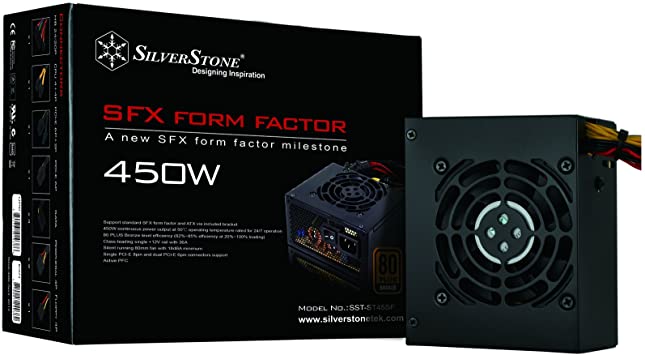 SilverStone Technology 450W SFX Form Factor 80 PLUS BRONZE Power Supply with  12V single rail, Active PFC (ST45SF)