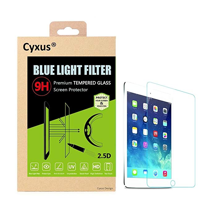 Cyxus [Blue Light Filter UV Block [Tempered Glass] 9H Hardness Screen Protector for Apple iPad Mini 1 / iPad Mini 2 / iPad Mini 3 (7.9 inch) (fit All iPad Mini 1st/2nd/3rd Generation)