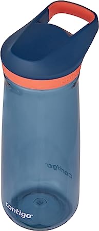 Contigo Micah Kids Water Bottle with Leak-Proof Lid, 20oz Water Bottle for Kids with Handle and Interchangeable Lid, Fits Most Cup Holders, Blueberry/Coral