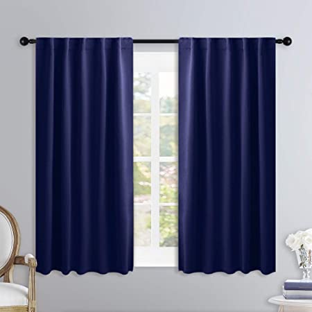 NICETOWN Blackout Draperies Curtains Window Drapes - (Navy Blue Color) 34 inches W by 45 inches L, Set of 2, Blackout Curtain Panels for Nursery