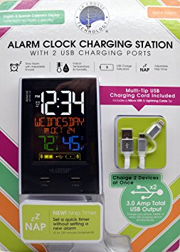 La Crosse Alarm Clock Weather Station with 2 USB Charing Ports (Batteries Included)