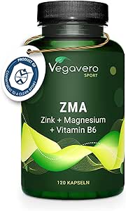 ZMA Vegavero® | Sin Aditivos | Con Zinc   Magnesio Natural   Vitamina B6 | Calidad: Aquamim™ Mg | Potenciador y Recuperador Muscular | Vegano | 120 Cápsulas