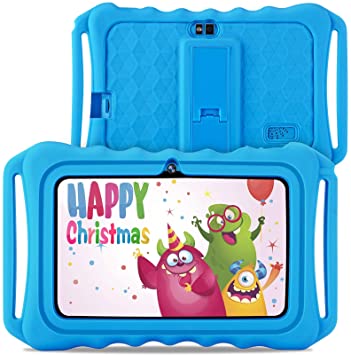 GBD Kids Tablet with WiFi,7 Inch IPS HD Display, Quad Core Android 9.0, 2MP Dual Camera,16GB ROM, Kids Software Pre-Installed, Handheld Stand Case Toddler Learning Pad Tablet for Boys Girls Xmas,Blue