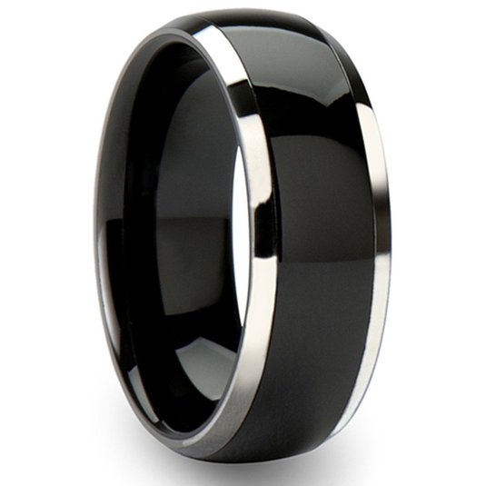 Sale King Will 8mm Black Tungsten Carbide Ring Wedding Engagement Band Domed Bright Polished Finish