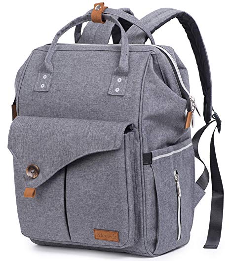 Baby Diaper Bag Backpack for Travel, Large Capacity Multi-Function Water-Resistant Nappy Bag for Mom and Dad with Changing Pad, Stroller Straps, Waterproof Pocket, Grey (Grey)