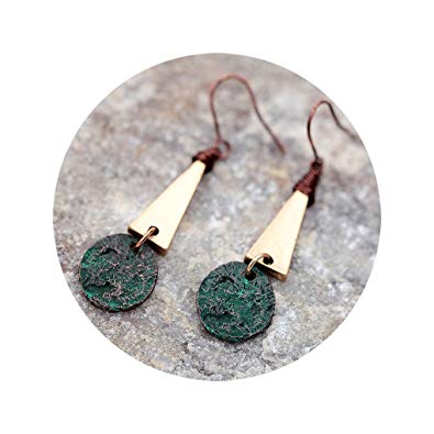 Defiro Boho Drop Coin Earring Round Dangle Hoops Handmade Retro Geometry Earring Copper Wire Women Jewelry
