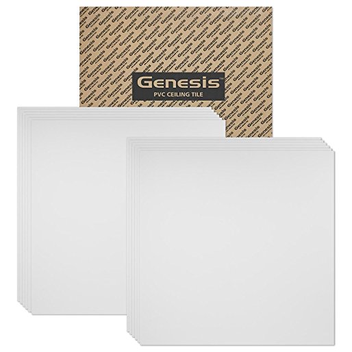 Genesis - Smooth Pro 2x2 Ceiling Tiles 4 mm thick (carton of 12) – These 2’x2’ Drop Ceiling Tiles are Water Proof and Won’t Break - Fast and Easy Installation (2’ x 2’ Tile)