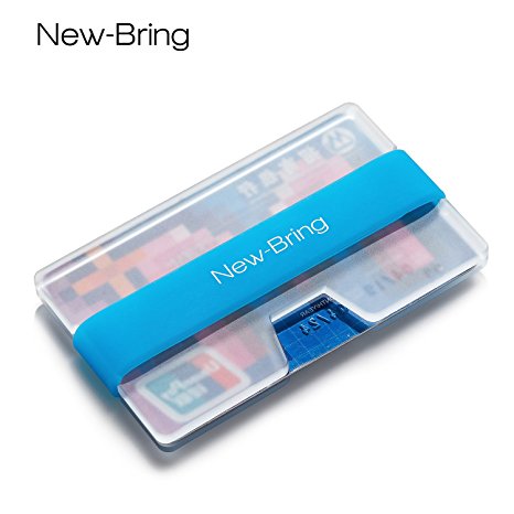 NewBring Compact Credit Card Holder Blue - Ultralight Acrylic Slim Wallet Money Clip