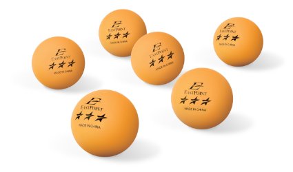 EastPoint 3-Star Table Tennis Balls (6 pack), Orange, 40mm
