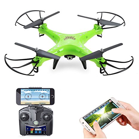 Holy Stone HS110 FPV RC Drone with Camera 720P HD Live Video WiFi 2.4GHz 4CH 6-Axis Gyro RC Quadcopter with Altitude Hold, One Key Return and Headless Mode Function RTF, Color Green