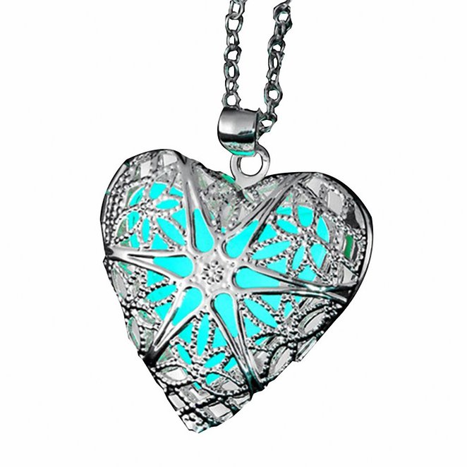 ELOI Magical Fairy Glow in the Dark Heart Locket 925 Sterling Silver Chain Pendant Necklace for Teen Girl