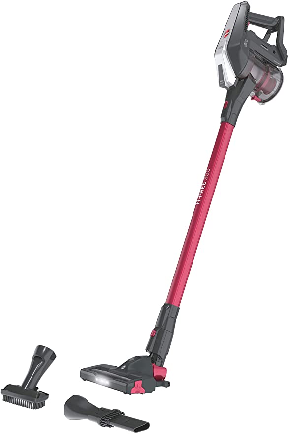 Hoover H-FREE 300 HOME HF322HM, Cordless Stick Vacuum Cleaner, Metal, Plastic, Obsidian Grey/Bright Red Magenta, 0.7 liters, 80 Decibeles