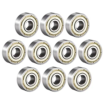 uxcell 606ZZ Deep Groove Ball Bearing Double Shield 606-2Z 80016, 6mm x 17mm x 6mm High Carbon Steel Z1 Bearings (Pack of 10)