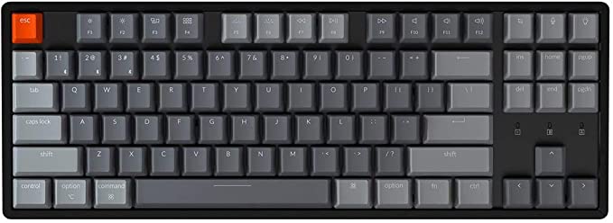 Keychron K8 Wireless Bluetooth/USB Wired Mechanical Keyboard, Tenkeyless 87 Keys RGB LED Backlit Gateron Brown Switch N-Key Rollover, Aluminum Frame for Mac and Windows