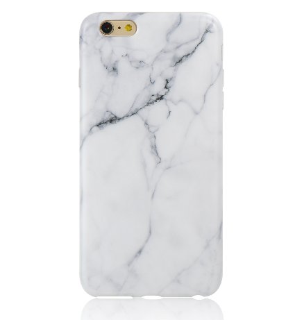iPhone 6 Plus Case, Leminimo(TM) Anti Shock Design TPU Flexible Case For iPhone 6 6S Plus [5.5 inch Display] - White Marble Pattern Slim Fit Snap On Shell Full Protection Case