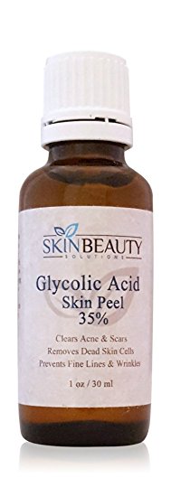 (1 oz / 30 ml) GLYCOLIC Acid 35% Skin Chemical Peel - Unbuffered - Alpha Hydroxy (AHA) For Acne, Oily Skin, Wrinkles, Blackheads, Large Pores & More (from Skin Beauty Solutions)