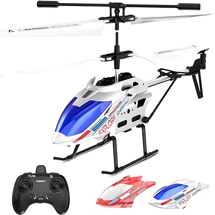 DEERC DE28 RC Helicopters, 3.5 CH Remote Control Helicopter W/Extra Shell, LED Light, 2.4Ghz Flying Toy W/Speed Adjustment, Altitude Hold, One Key Take Off/Landing, Indoor Aircraft Toy for Kids Boys