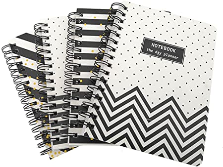 ALIMITOPIA Spiral Notebook Joural,Wirebound Ruled Sketch Book Notepad Diary Memo Planner,A6 Size & 80 Sheets (Stripe)