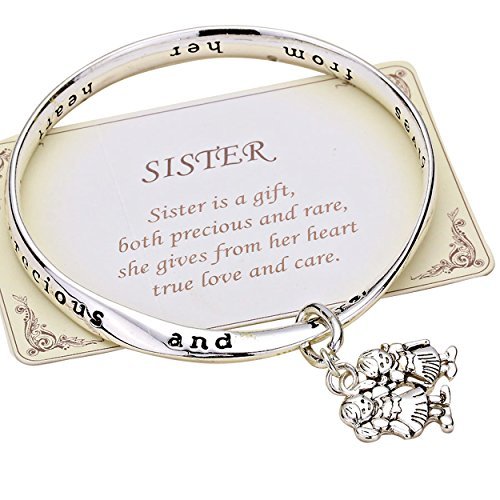 Rosemarie Collections Womens "Sister Is a Gift" Inscription Twist Bangle Bracelet