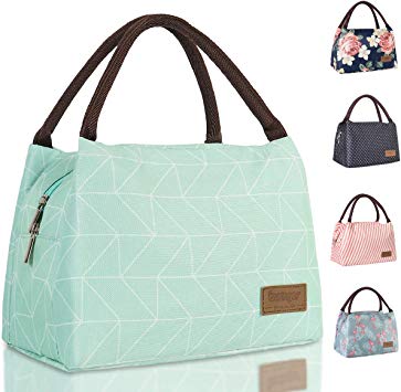Buringer Reusable Insulated Lunch Bag Cooler Tote Box Meal Prep for Men & Women Work Pinic or Travel (Geometry Green)