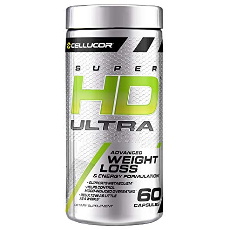 Cellucor SuperHD Ultra Thermogenic Fat Burner for Men & Women, Weight Loss Supplement with Green Coffee Bean & Leaf Extract, Metabolism & Energy Booster, 60 Capsules