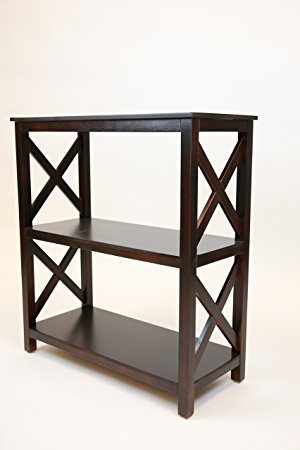 Pearington Fully Assembled Large X Design 3 Tier Table Used as a Bookshelf or End Table, Brown