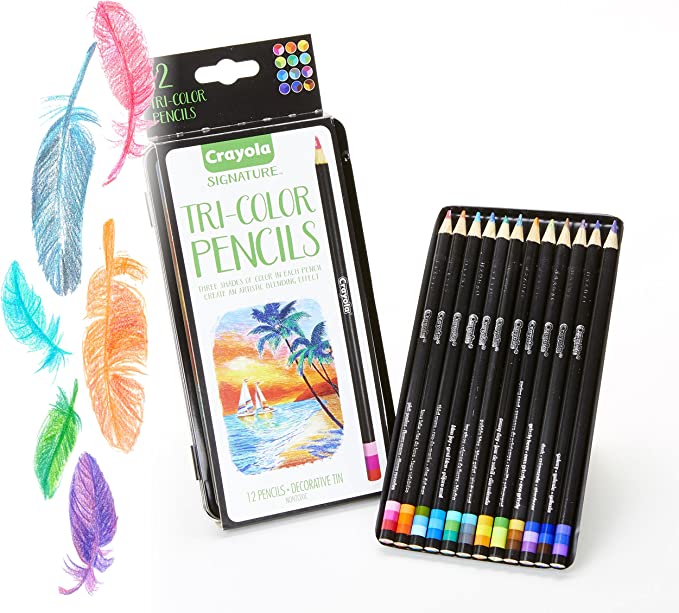 Crayola Tri-Shade Colored Pencils with Decorative Tin, 12ct, Gift