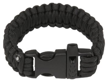 Outdoor Survival Paracord Bracelet Geekpal Includes Fire Starter Whistle Kits Knife 86Inch of Paracord Black