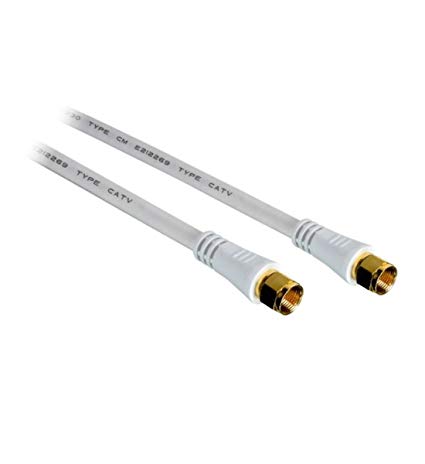 Vanco FFRG6U12WX RG6 F Type Plug to F Type Plug Coaxial Cable (White, 12 Feet)