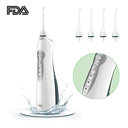 Electric Water Flosser Cordless Dental Oral Irrigator,Water Flosser Portable Rechargeable With 3 Modes & 4 Jet Tips,Electric Oral Irrigator IPX7 Waterproof for Kids and People with Braces